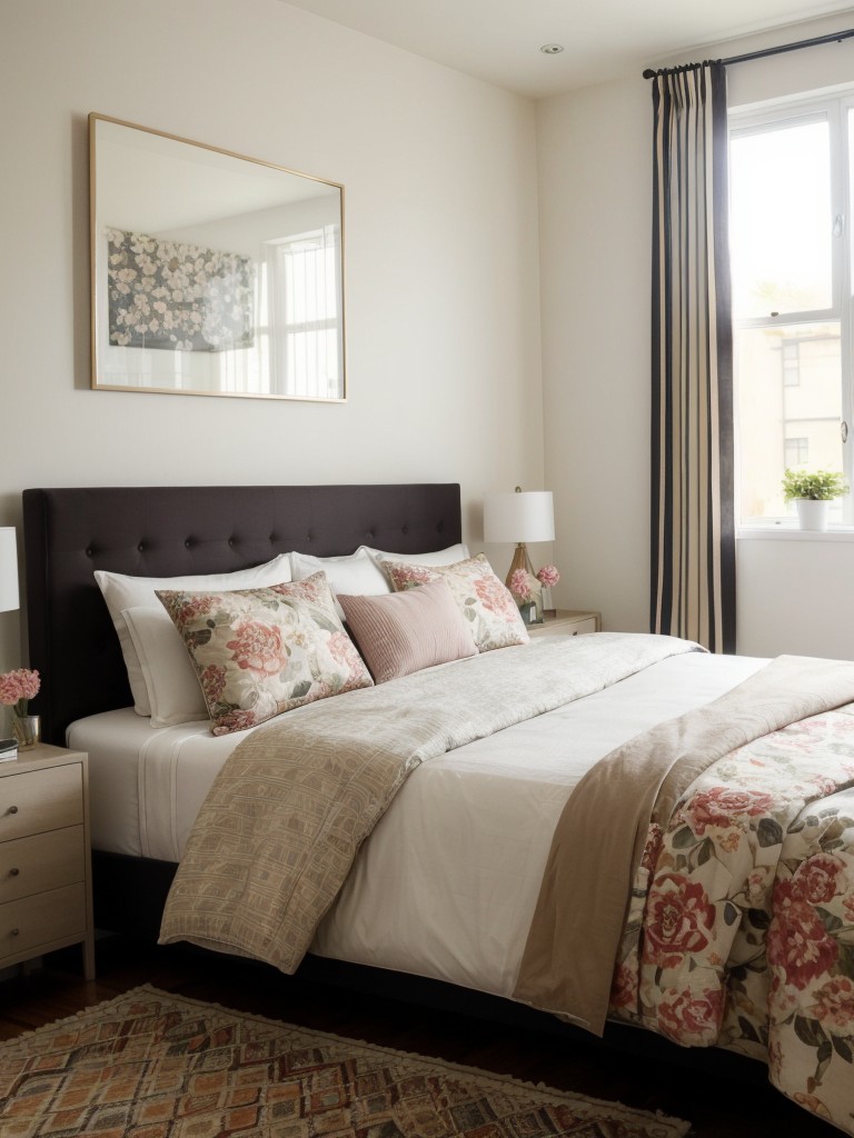 Stylish Apartment Bedroom: Mix Patterns & Textures for Visual Depth!