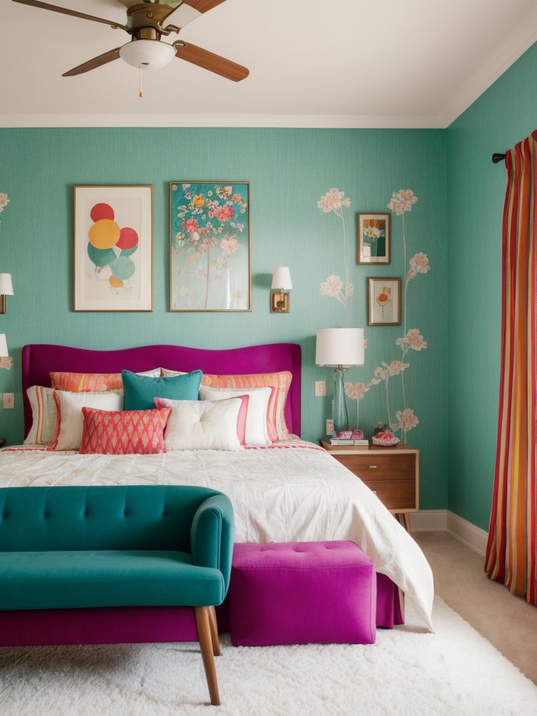 Revamp Your Bedroom: Retro Vibes with Playful Accents!