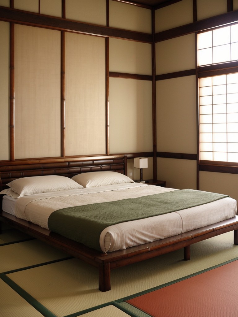 Retro Zen Bedroom: Embrace Japanese Design with Bamboo & Shoji!