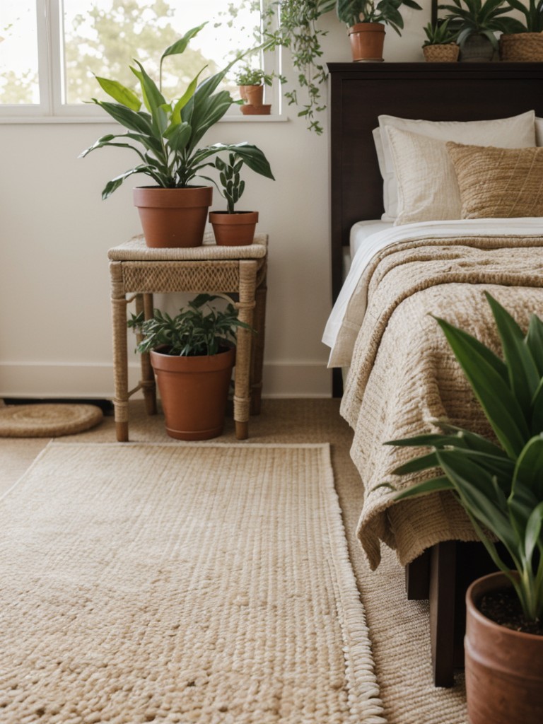 Retro bedroom decor: Go green with plants and natural textures!