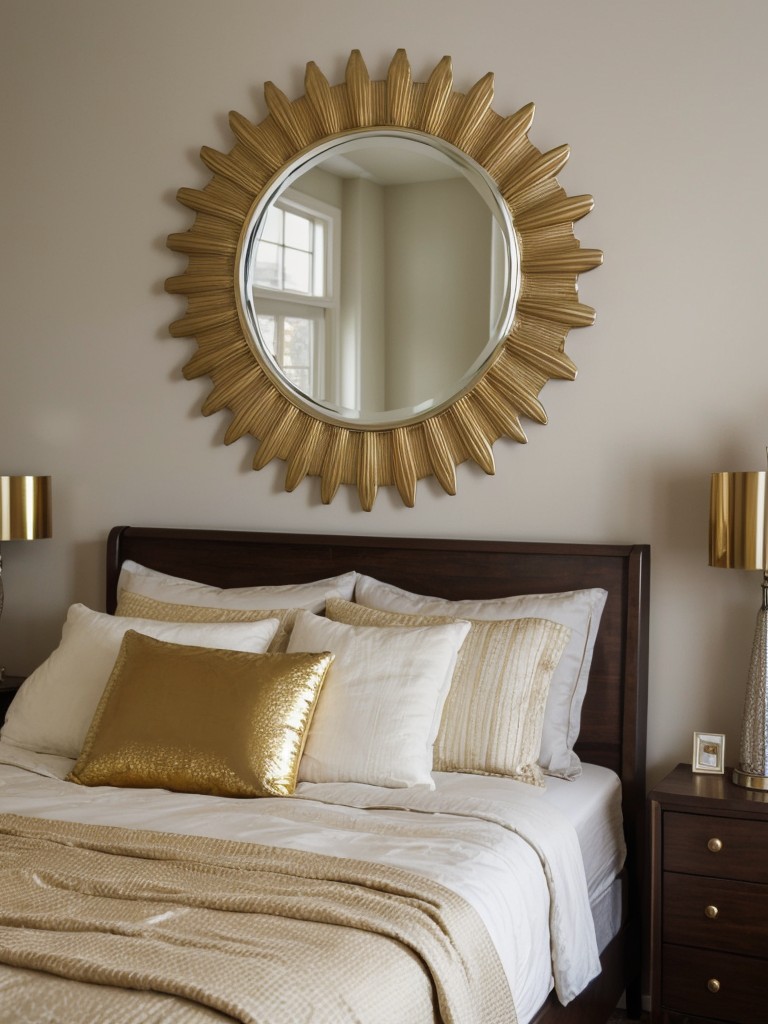 Timeless Retro Glam for Your Bedroom: Sunburst Mirrors & Metallic Accents!