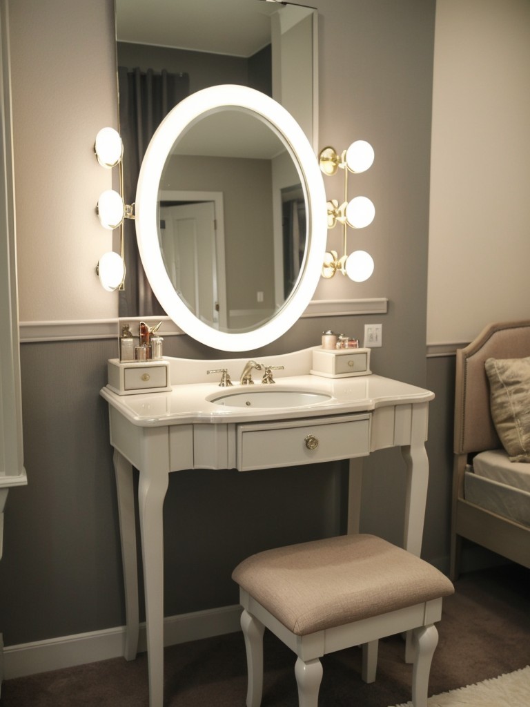 Timeless Retro Bedroom Decor: Glam Vanity & Vintage Beauty