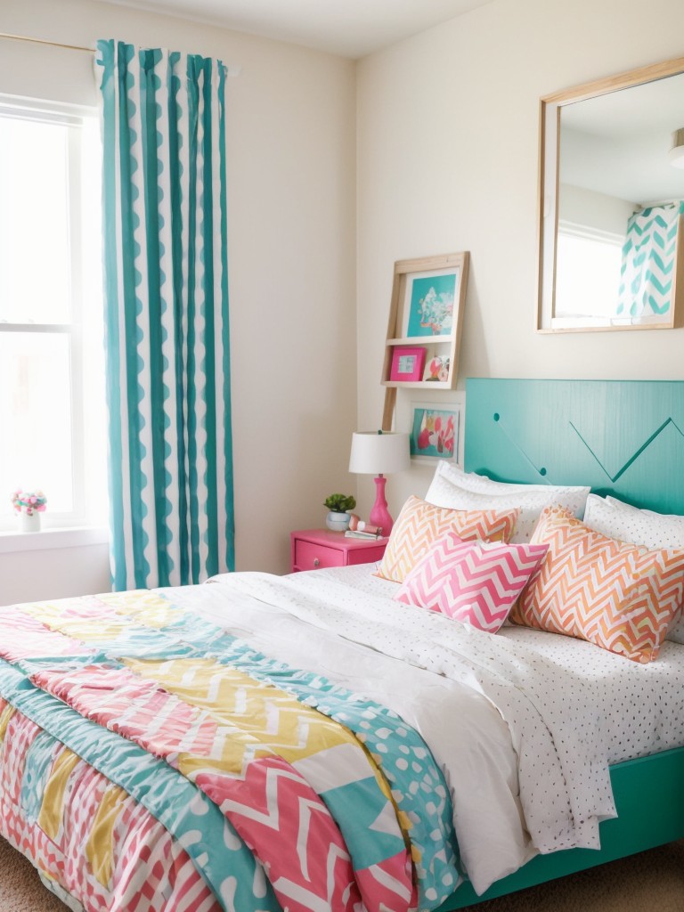 Retro Vibes: Elevate Your Apartment's Bedroom with Playful Patterns and Colors