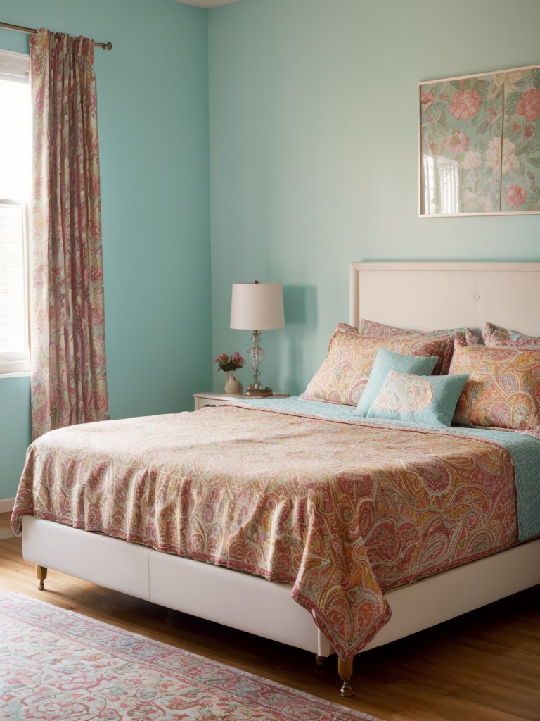 Get Groovy with Retro Bedroom Decor: Floor-length Curtains in Vibrant Patterns!