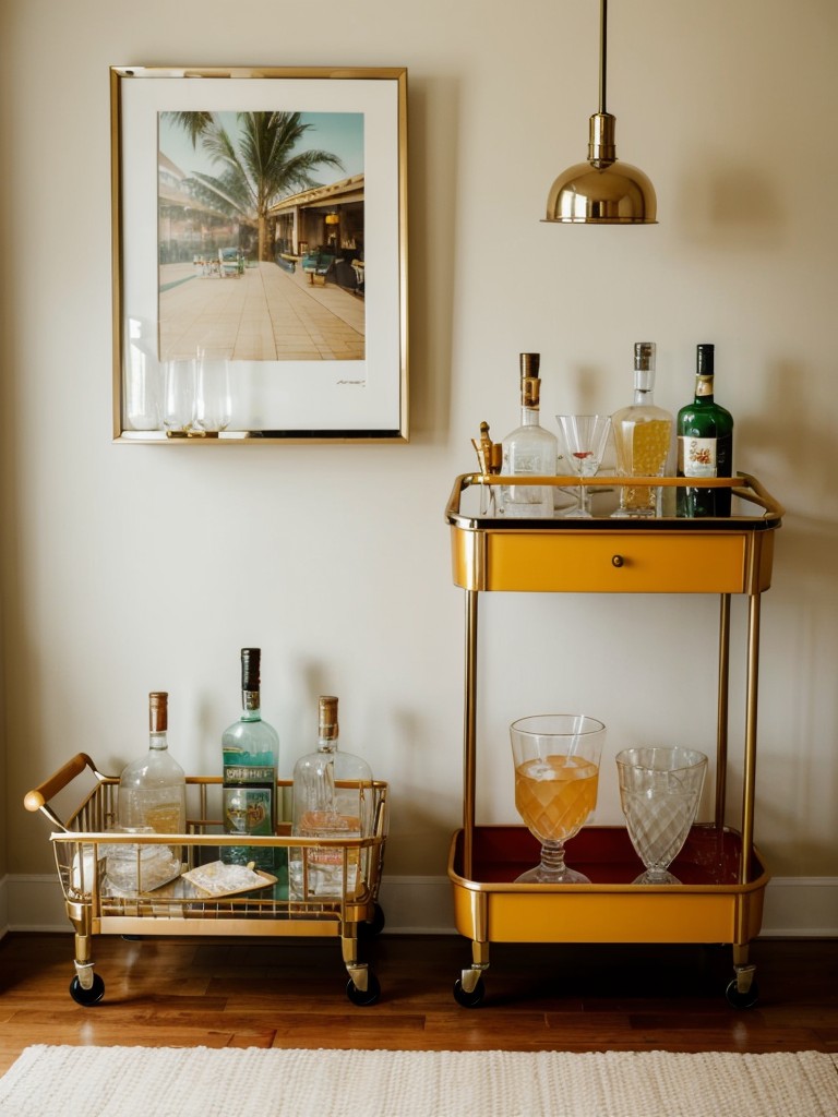 Apartment Chic: Create a Retro Bedroom Paradise with Vintage Bar Cart!