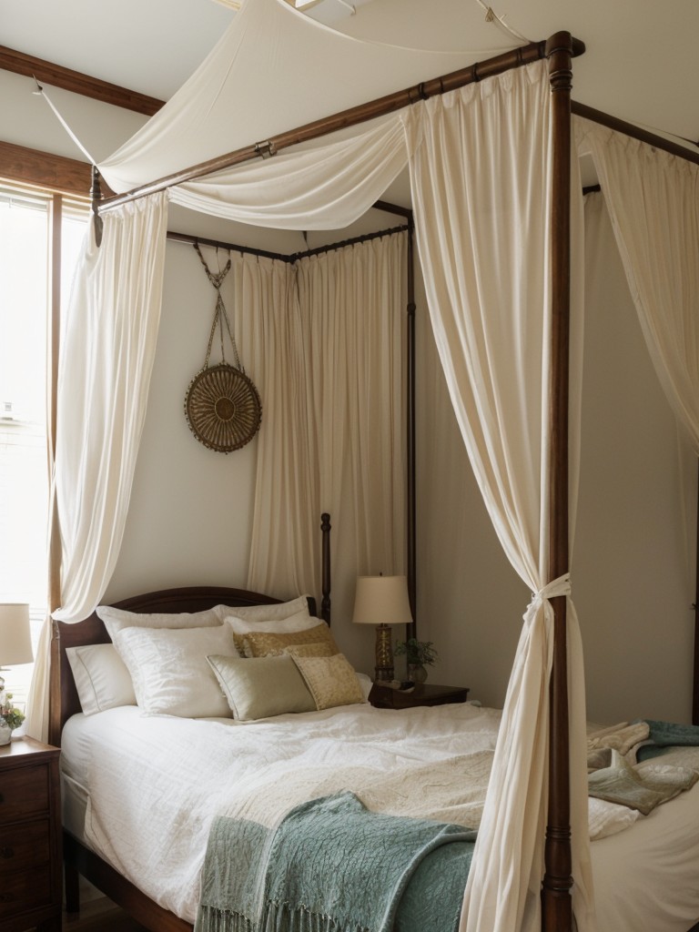 Transform Your Bedroom with Retro Vibes: Plush Four-Poster Bed with Canopy!