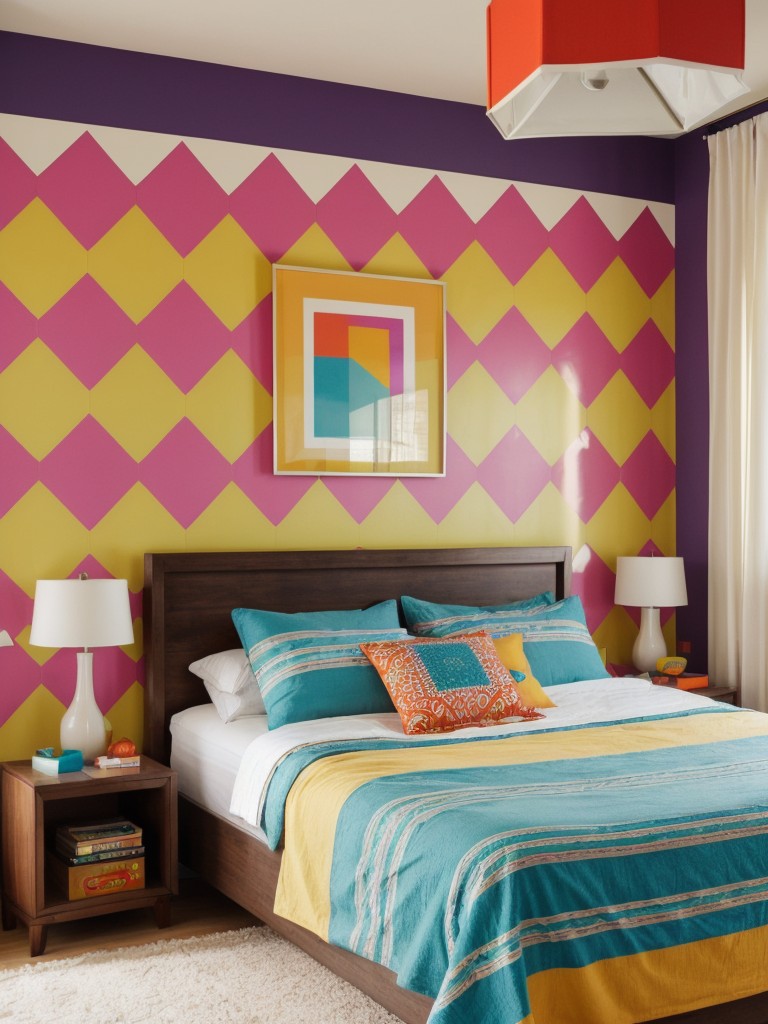 Get Groovy with Retro-Inspired Apartment Vibes! Try Geometric Patterns & Bold Color Blocking!