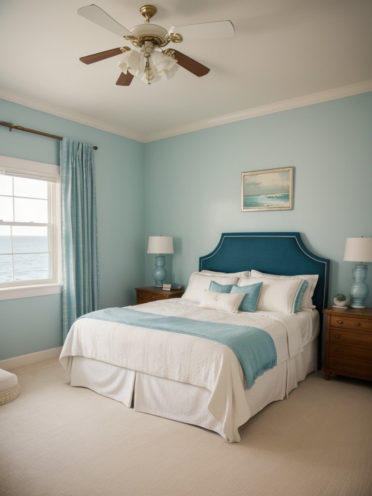 Coastal Paradise: Create a Beach-Inspired Bedroom with Light Colors and Nautical Accents.