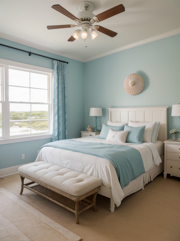 Beachy Vibes: Create a Coastal-Inspired Bedroom with Seashell Chandelier & Nautical Decor!