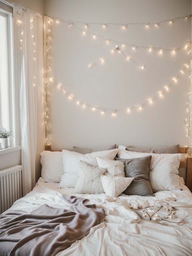 Scandinavian Bedroom Bliss: Create Romance with Fairy Lights!