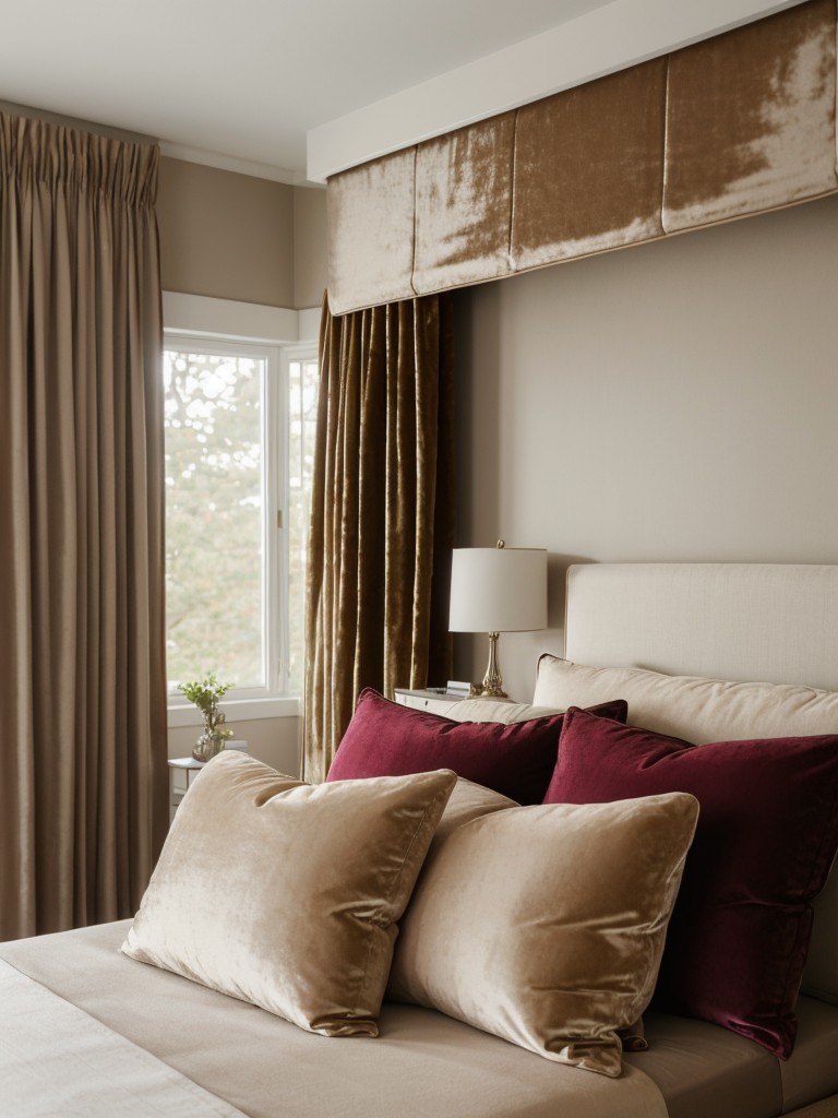 Transform Your Bedroom into a Zen Retreat with Velvet Drapes and Pillows