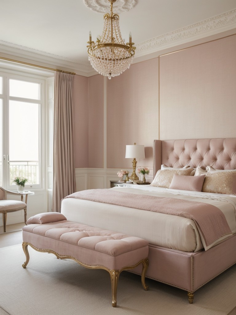 Serene Parisian Chic: Elevate Your Apartment with Blush and Gold Accents