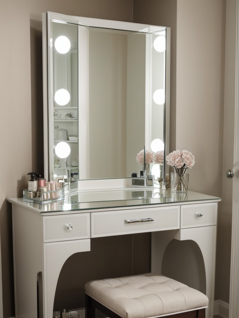 Apartment Bedroom Zen Haven: Stylish Vanity Area Ideas for Organized Beauty Essentials.