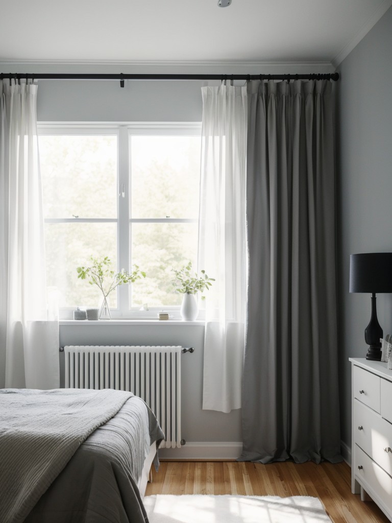 Serene Scandinavian Bedroom: Create Tranquil Vibes with Curtain Layers!