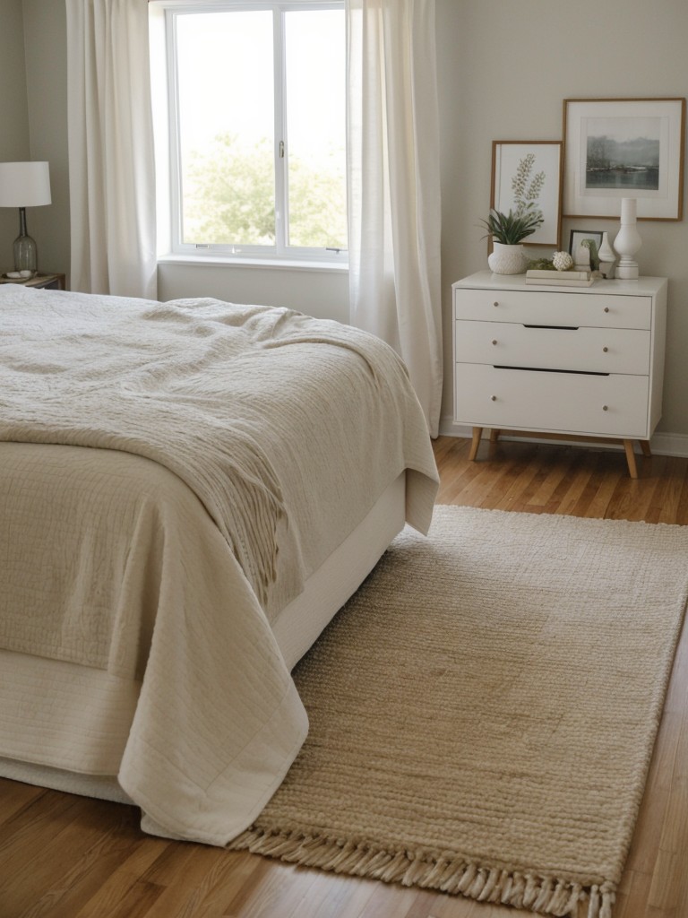 Create a Serene Bedroom Oasis: Use a Stylish Rug to Anchor and Elevate Your Space.