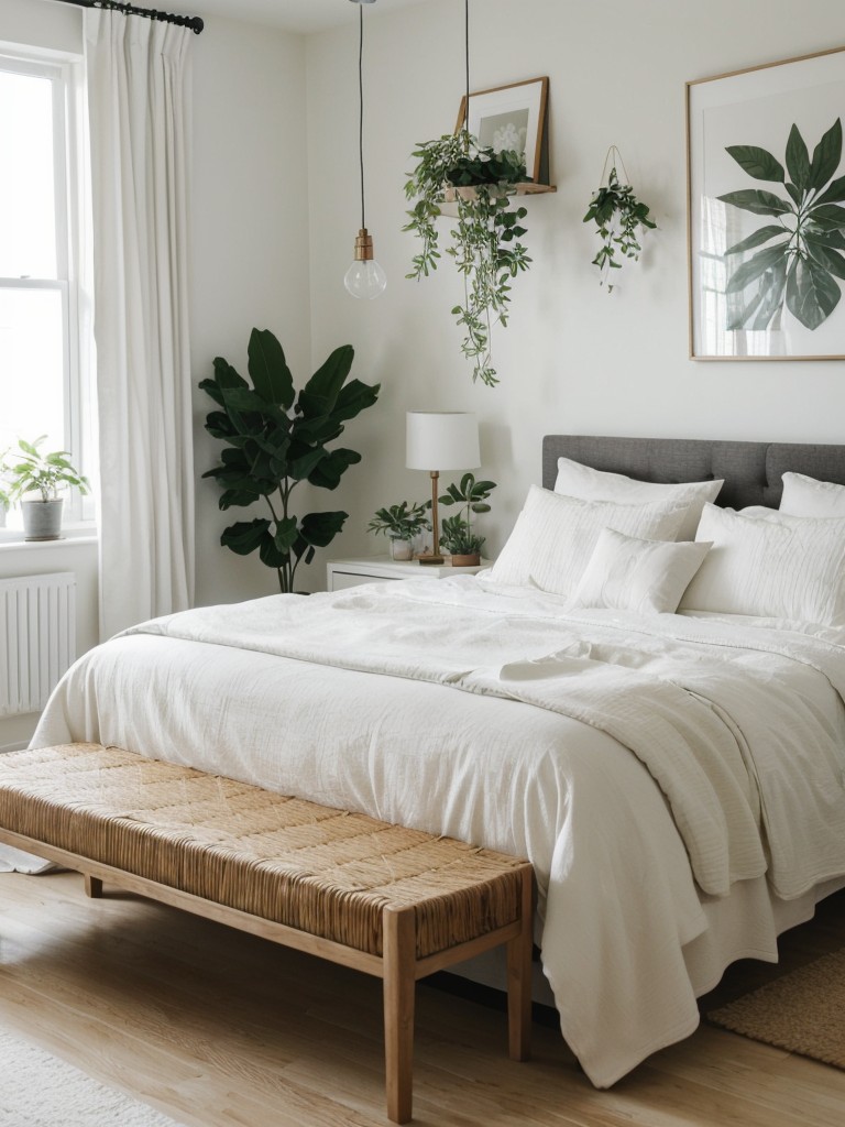 Serene Apartment Bedroom Decor with Nature-inspired Touches