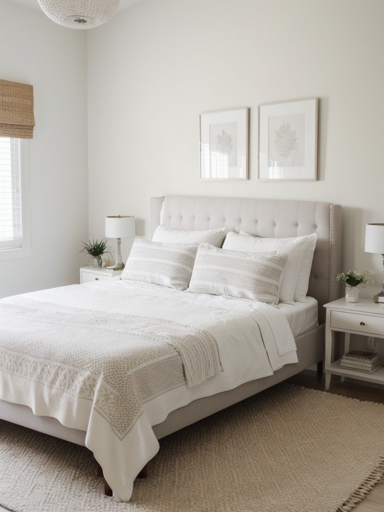 Chic White Apartment Bedroom Inspiration: Play with Patterns & Textures!