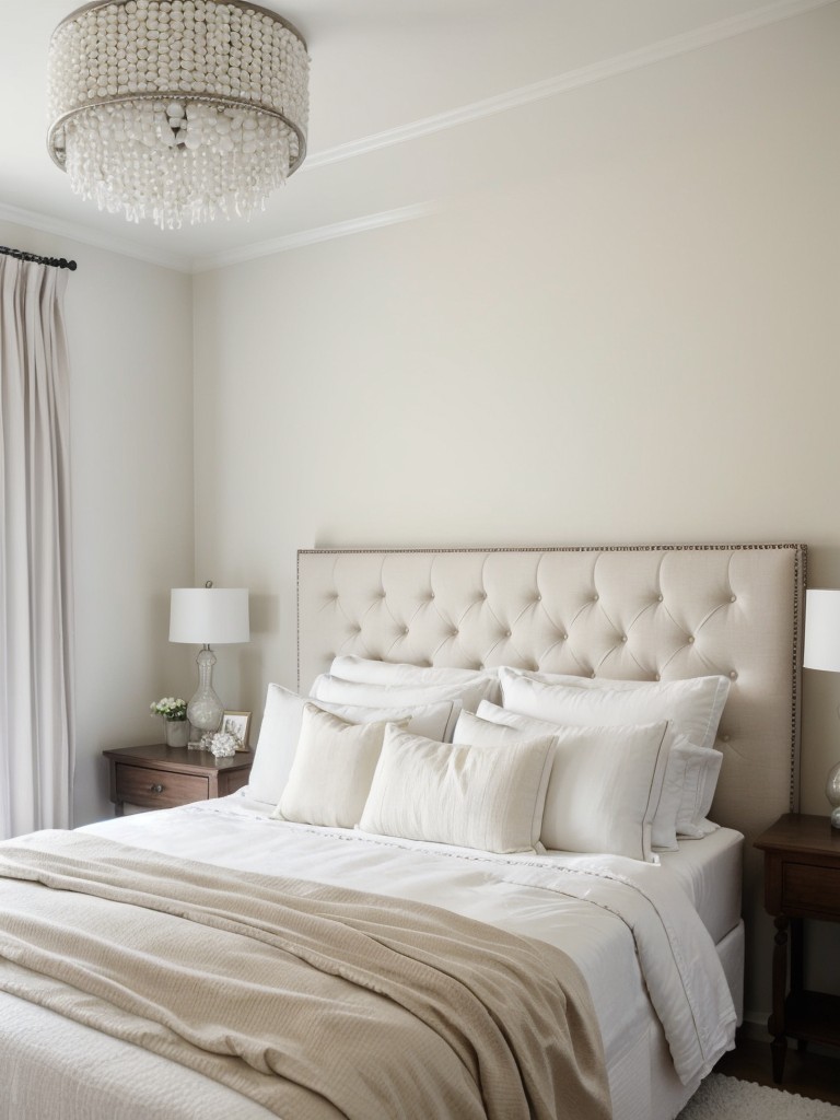 Cozy Neutral Bedroom with Tufted Headboard Inspo