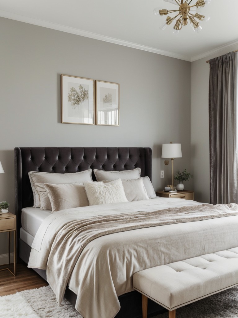 Velvet Pillows, Plush Throws & Tufted Headboards: Luxurious Apartment Bedroom