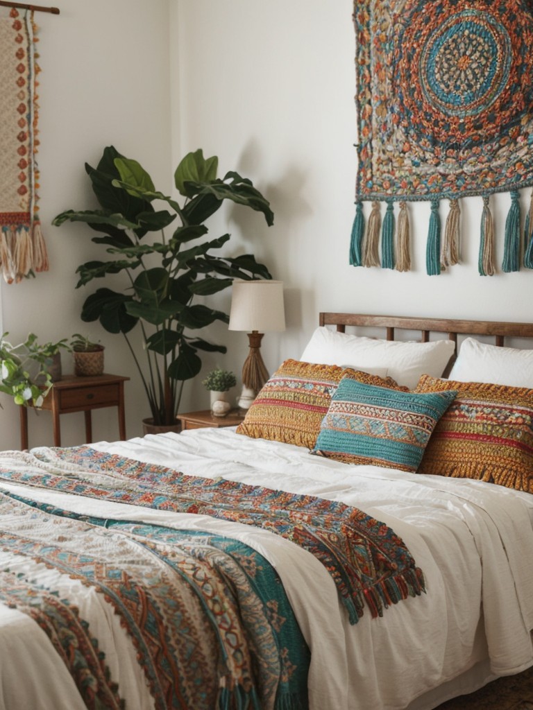 Cozy Oasis: Bohemian-inspired Bedroom Decor + Vibrant Textiles