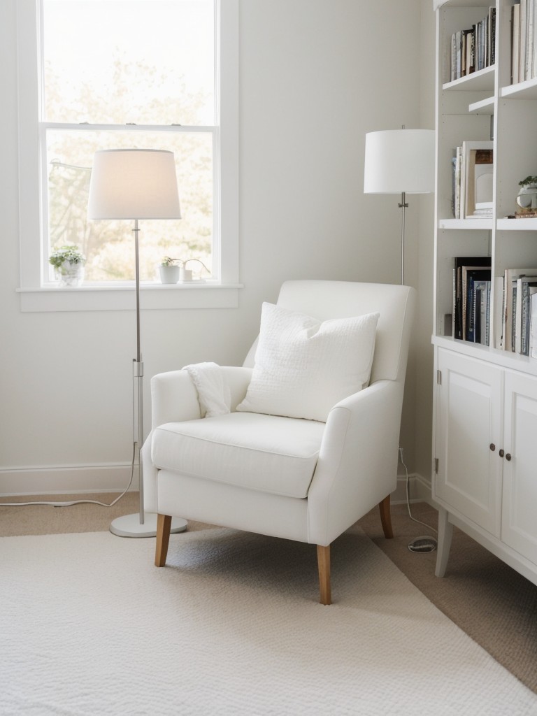 Modern White Bedroom: Cozy Reading Nook for Relaxation