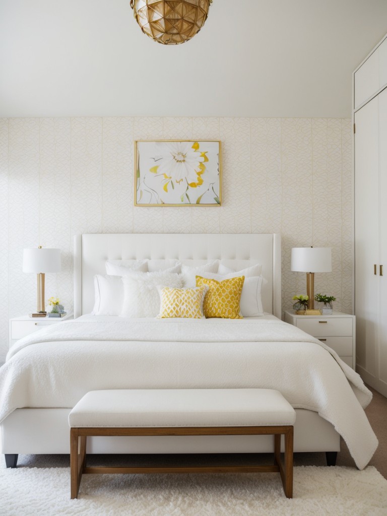 Modern White Bedroom: Experiment with Patterns and Textures!