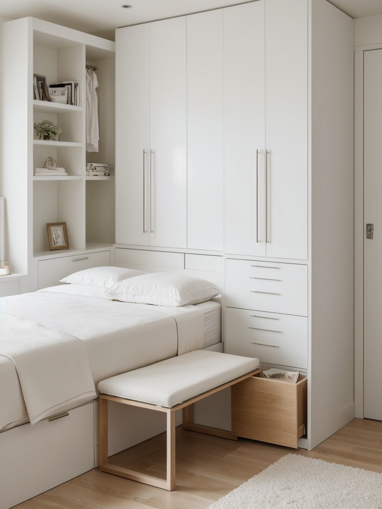 Maximize storage in your chic apartment bedroom with multifunctional furniture!