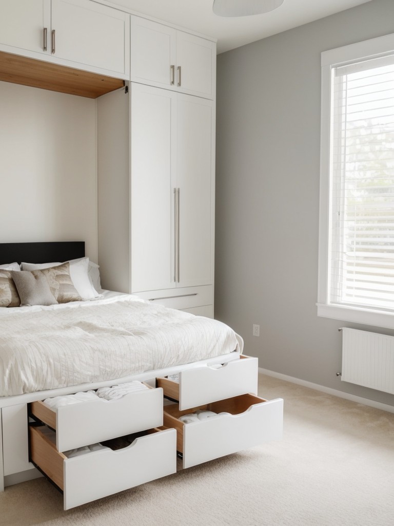 Maximize Space & Style with White Bedroom Decor! Storage Solutions for Small Apartments.