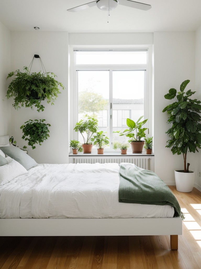 Spacious white bedroom tips: Add greenery for a natural touch!