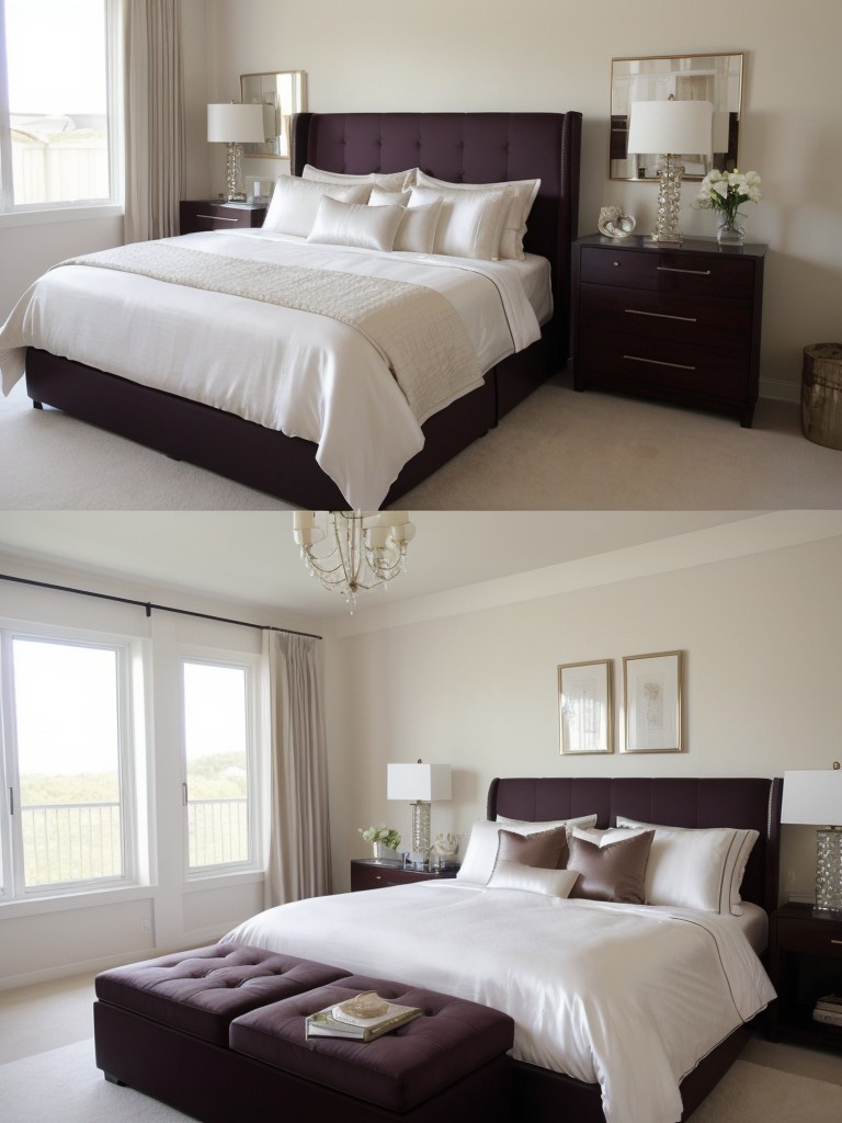 Luxury White Bedroom: Silk Bedding & Jewel-Toned Furniture Ideas