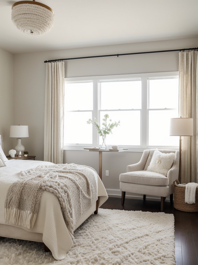 Cozy Luxe Apartment Bedroom: White & Textured Décor