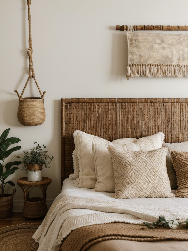 Cozy Boho Bedroom Vibes: Earthy Tones, Woven Baskets, and Textured Throws