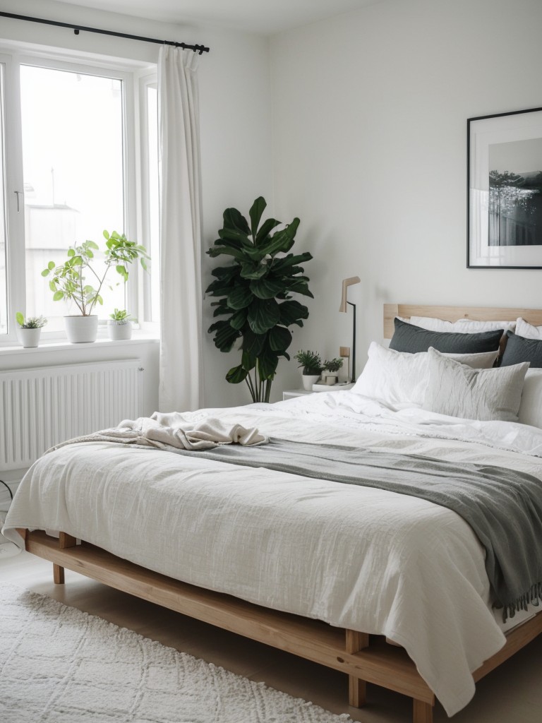 Minimalist Scandinavian Bedroom: A White Haven. Lush Greenery in Urban Jungle Bedroom