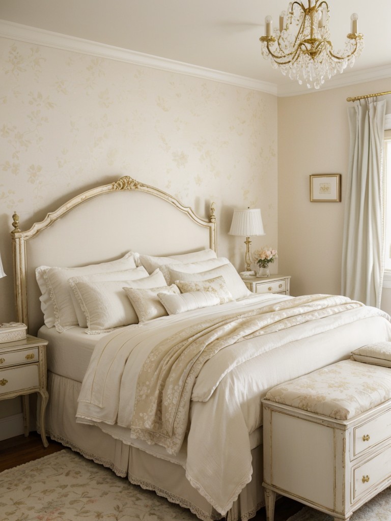 Glamorous White and Gold Bedroom: Elevate Shabby Chic Vibes