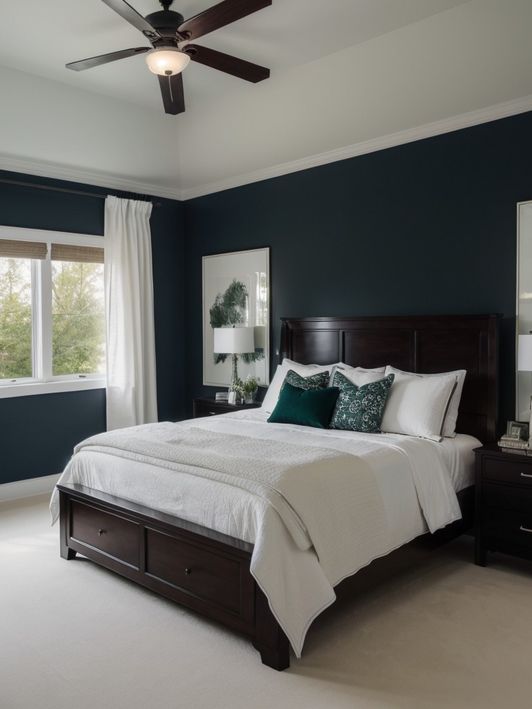 Elevate your bedroom with stunning dark accents for a peaceful retreat.