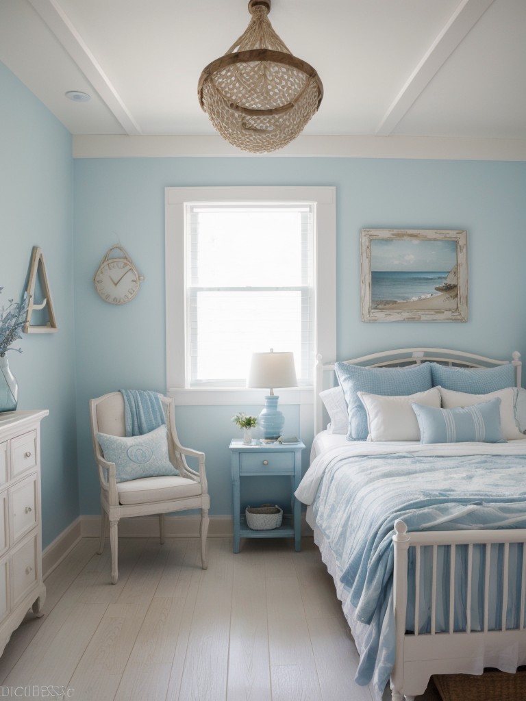 Enchanting White Bedroom Ideas for a Fairy Tale Vibe. Coastal Nautical Bliss with Blues & Naturals.