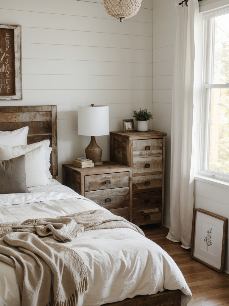 Minimalist White Bedroom Decor: Rustic Chic with Reclaimed Wood