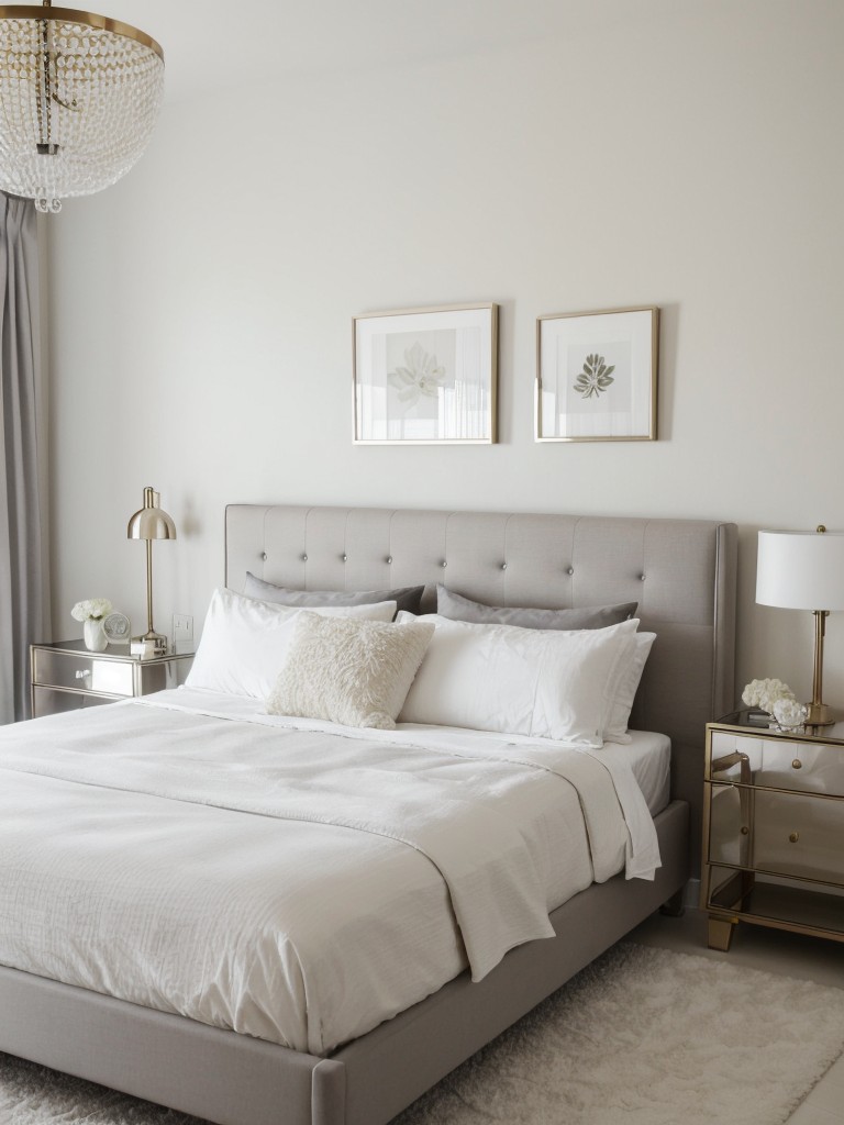 Glamorize Your Bedroom with Metallic Accents for a Modern White Decor