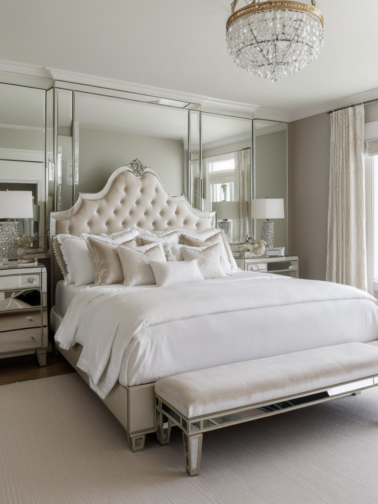 Coastal Retreat: Luxurious White Bedroom Ideas with Velvet Headboards & Crystal Chandeliers