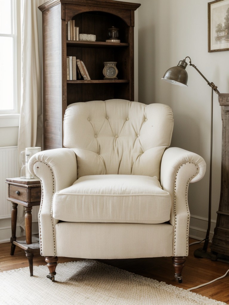 Cozy Vintage Bedroom: Create the Perfect Reading Corner with Shabby Chic Vibes!