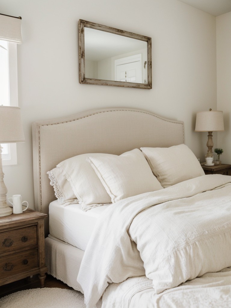 Chic Vintage White Apartment Decor: Elegant Bedroom Upgrade!