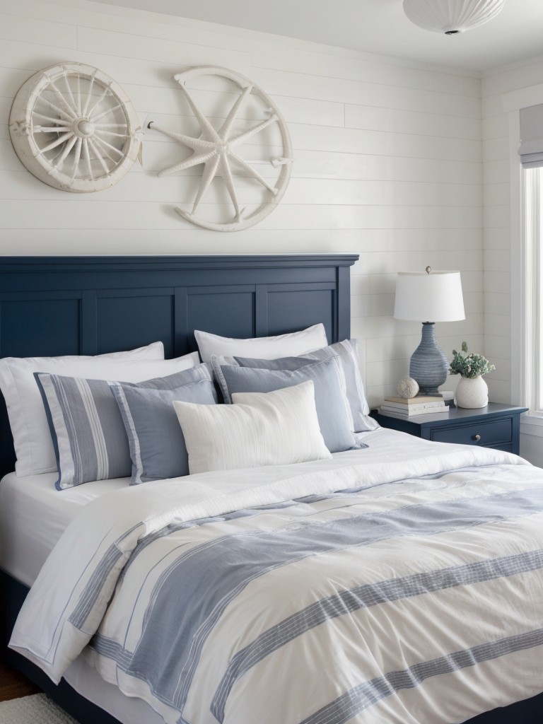 Coastal-Inspired Bedroom Retreat: Nautical Grey & White Vibes