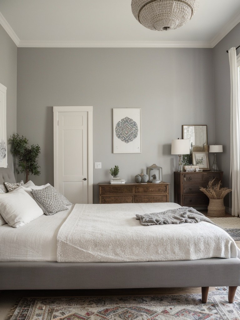 Boho Chic Bedroom: Embrace White and Grey for Timeless Beauty