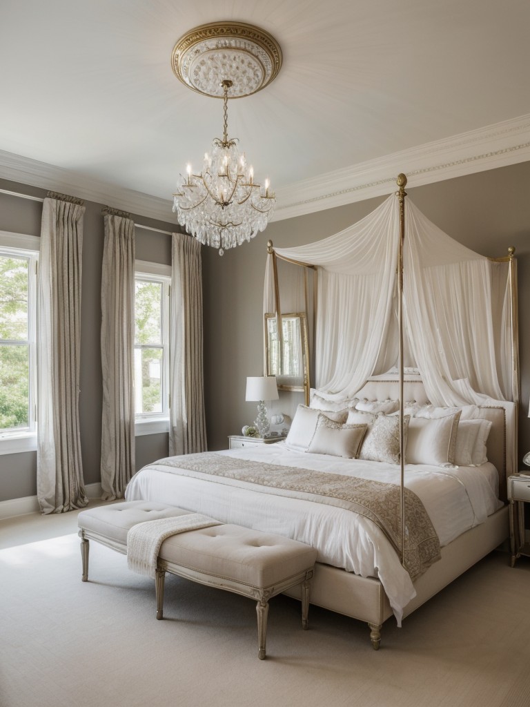 Regal and Elegant Bedroom Ideas with a White Canopy Bed