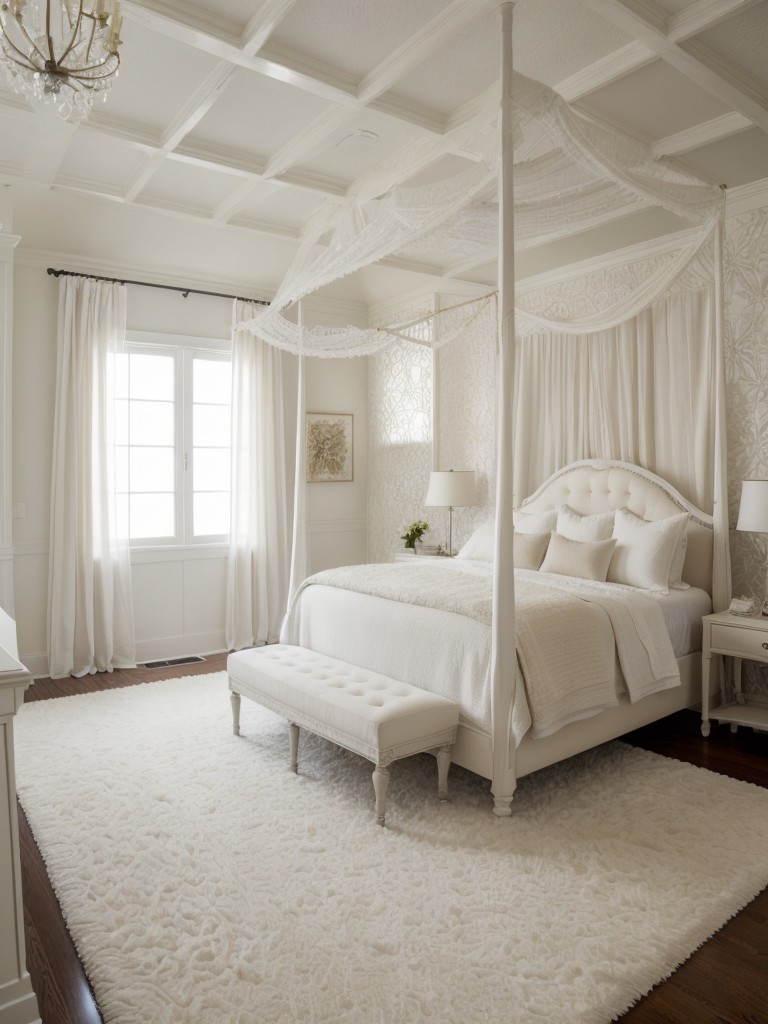 Regal and Elegant White Canopy Bedroom Ideas: Add Texture for a Luxurious Space