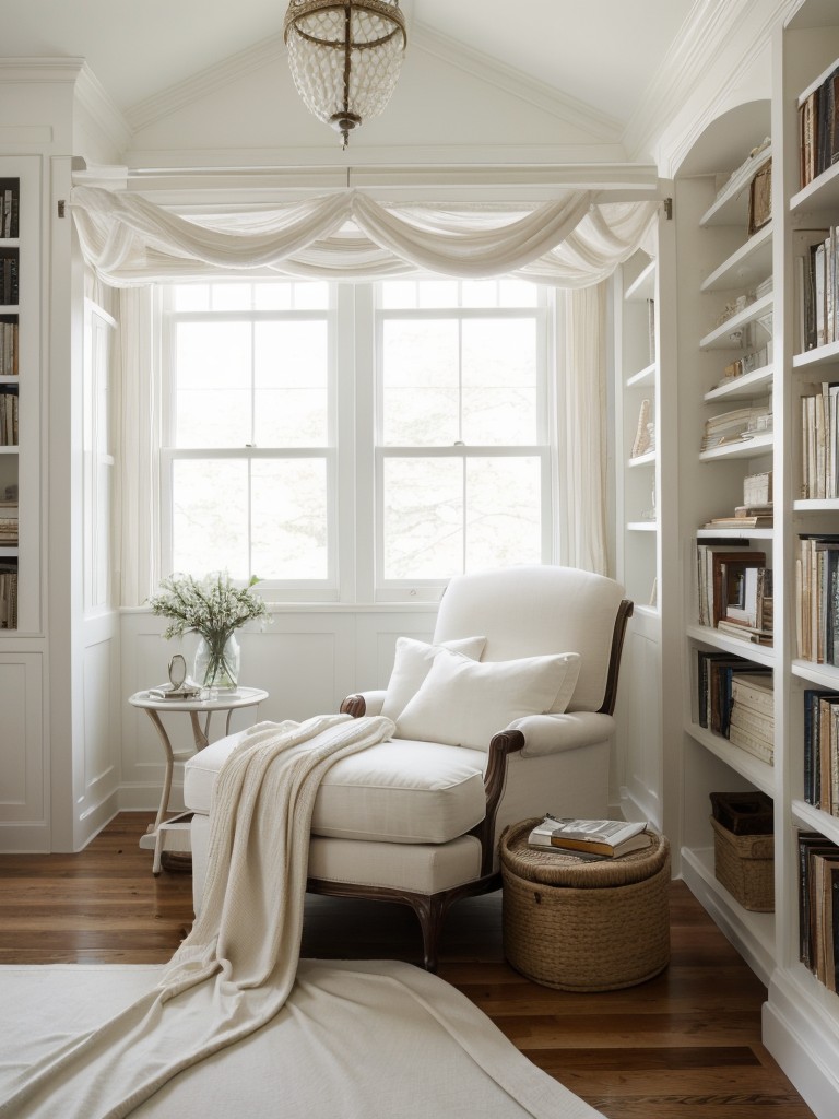 Regal Canopy Bedroom: Cozy Reading Nook Ideas for Elegant Apartments.