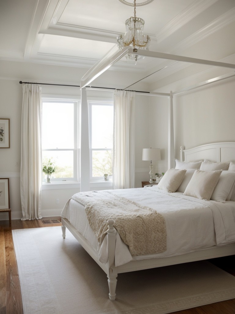 Regal White Canopy Bedroom with Mirrors for an Elegant Space