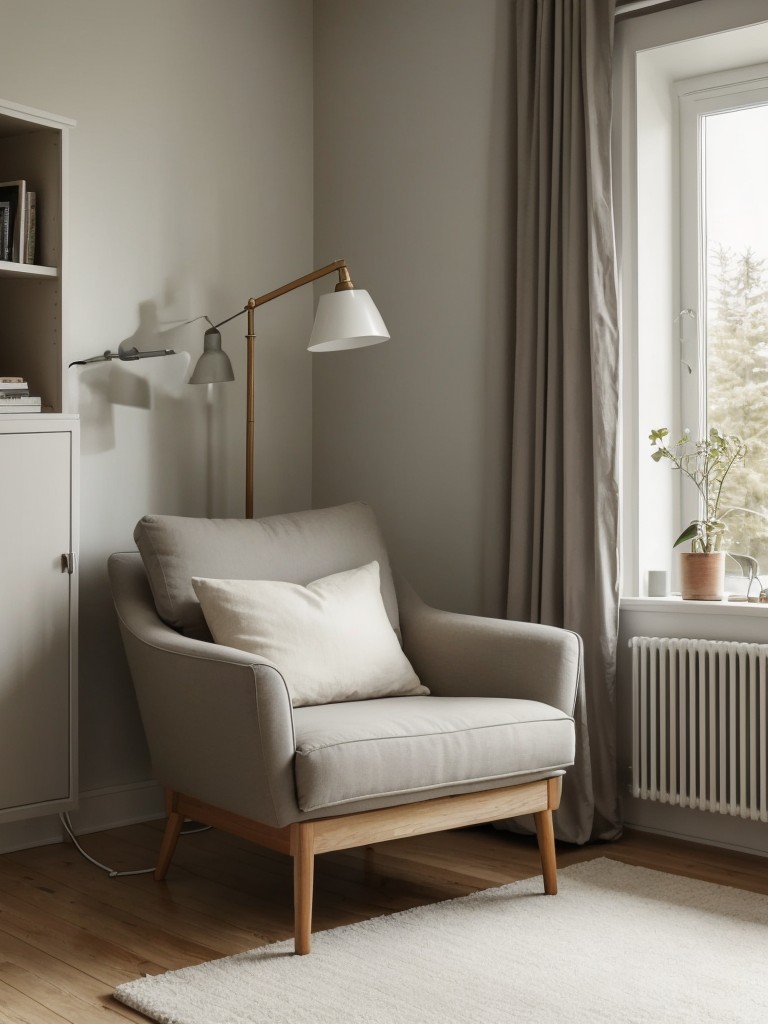 Cozy apartment reading nook: Scandinavian-inspired perfection!