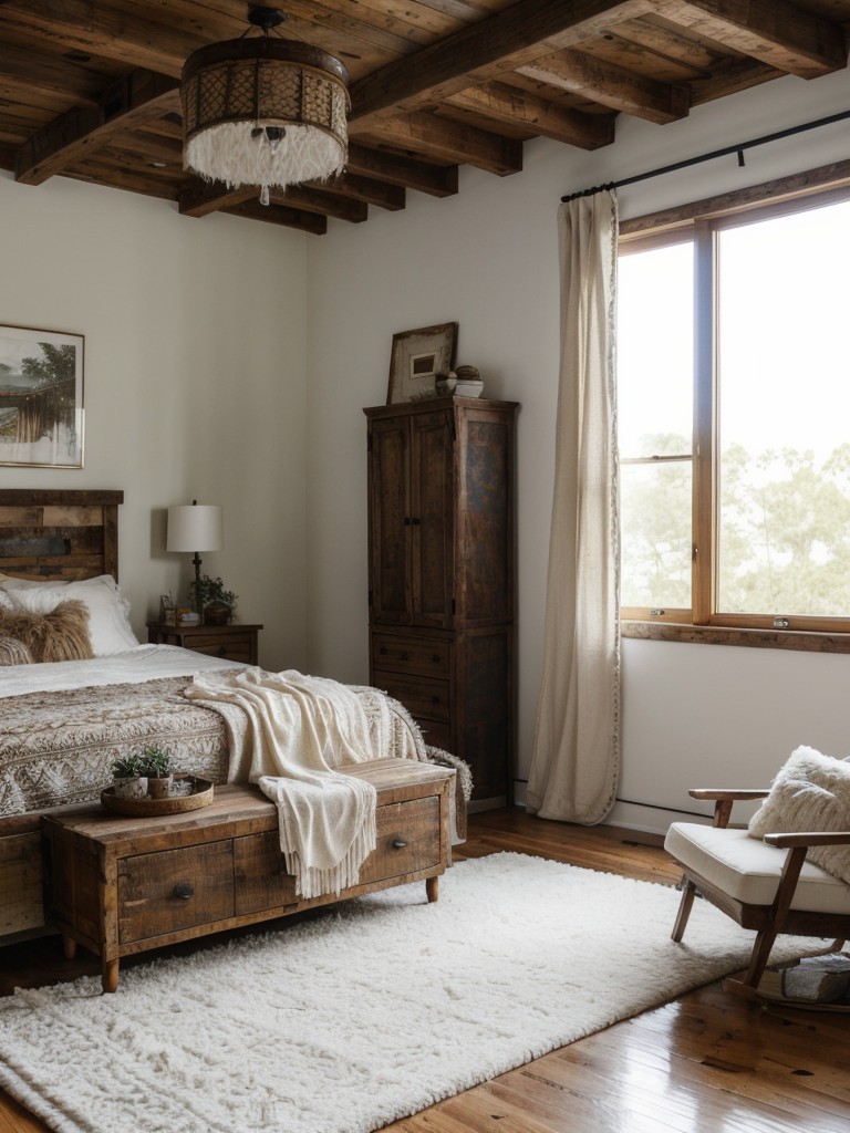 Boho Chic Apartment: Cozy & Rustic Vibes with Reclaimed Wood & Faux Fur!