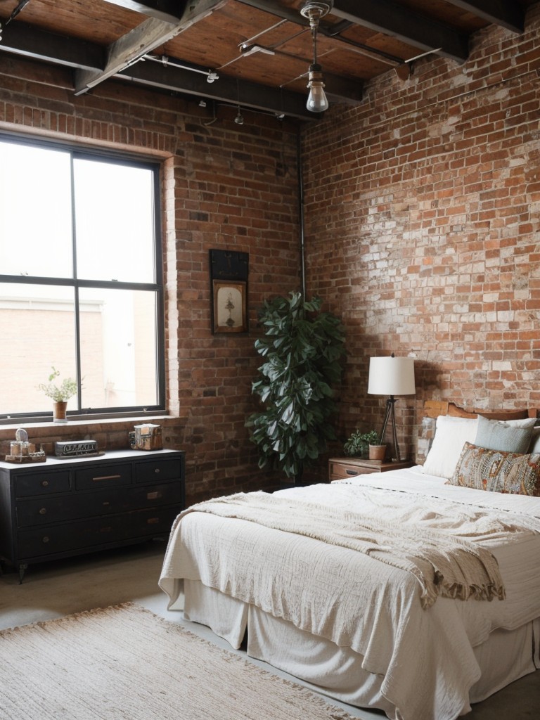 Chic Industrial Apartment: Exposed Brick Walls and Vintage Vibes!